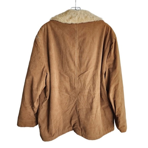 Vintage 1970s JC Penney Men's Faux Suede Sherpa Lined Western Coat Size 43 Snap - Picture 3 of 12
